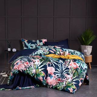 egyptian cotton duvet cover floral bedding set soft breathable sheets front view