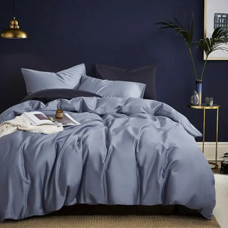 egyptian cotton bedding premium blue grey set 600 thread count luxury duvet cover front view