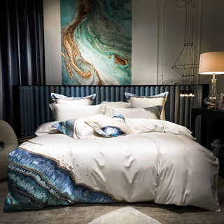egyptian cotton duvet cover luxury white bedding set queen king sizes front view