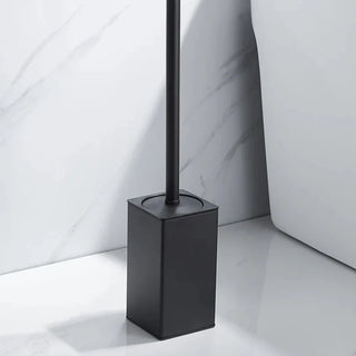stainless steel eco-friendly toilet brush set black holder bathroom side view