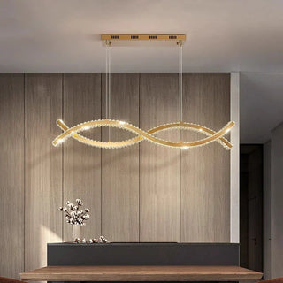 Linear Crystal Pendant – Gold Plated Suspension with Integrated LED Source