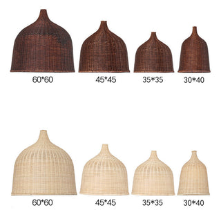 Suspension en rotin – Luminaire panier en bambou tissé à la main | Éclairage pour cuisine et salle à manger