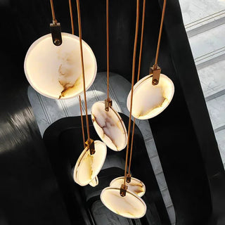Copper Marble Chandelier – Modern Ceiling Light With Warm Ambient Lighting