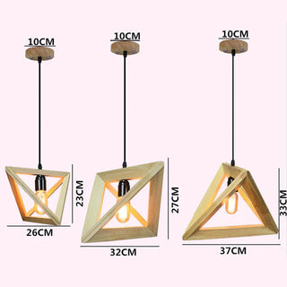 Wooden Pendant Light – Pyramidal Pendant Lamp | Warm Ambient Lighting For Living Room