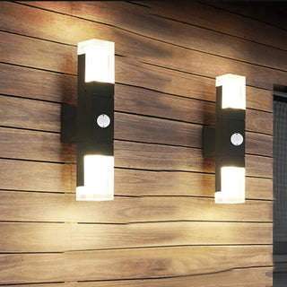 LED Outdoor Wall Light – Modern Black Aluminum Fixture with Motion Sensor