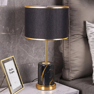 Night Lamp Gold Base – Fabric Lampshade with Touch Dimmer Light for Cozy Ambiance