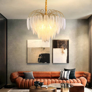 Modern Chandelier | Frosted Glass Ceiling Light Fixture - LED Bulb Included