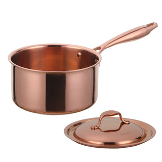 3 layer cooking pot 304 stainless steel with aluminium core rose gold front view