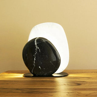Minimalist Bedside Lamp – Soft LED Lighting | Stone and Metal Accent Lighting