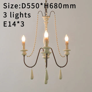 White Wooden Chandelier – Vintage Rustic Light Fixture for Living Room Lighting