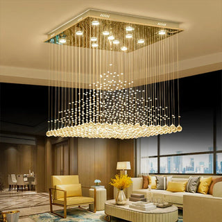 Luxury Crystal Ceiling Light – Modern Hanging Crystal Chandelier for Large Living Room
