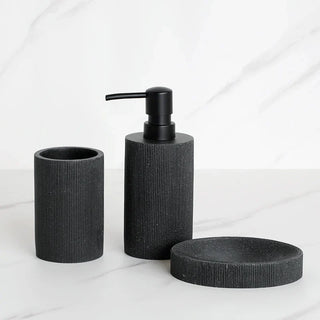 black handcrafted resin bathroom accessories eco-friendly wash set detail