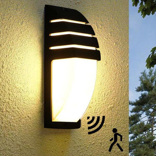 Outdoor Wall Light – Black Aluminum Modern Fixture with Motion Sensor Lamp