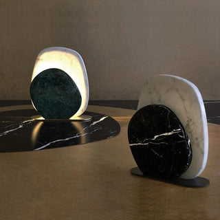 Minimalist Bedside Lamp – Soft LED Lighting | Stone and Metal Accent Lighting