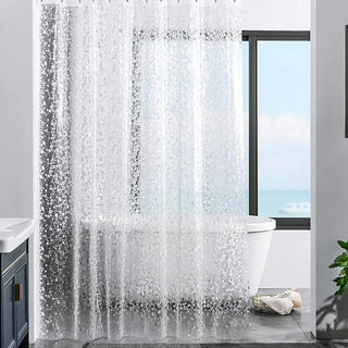 eco-friendly pebble pattern bathroom privacy waterproof shower curtain angle view