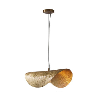 Handcrafted copper leaf pendant light with adjustable cord