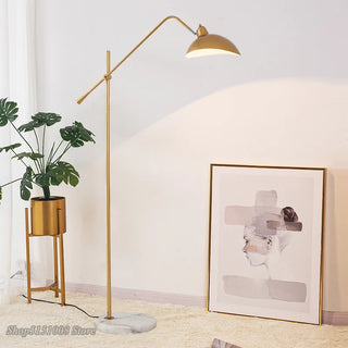 Gold Metal Floor Lamp | Marble LED Lighting - Luxury Living Room Decor