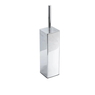 stainless steel toilet brush set brushed finish bathroom close-up