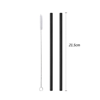 stainless steel straws marbella luxury metal straw set with cleaner brush angle view