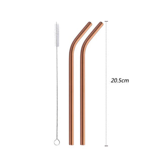 stainless steel straws marbella luxury metal straw set with cleaner brush top view