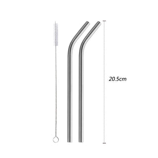 stainless steel straws marbella luxury metal straw set with cleaner brush alternate view