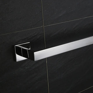 chrome wall mounted stainless steel modern towel rack bathroom space saving angle view