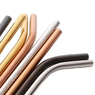 stainless steel straws marbella luxury metal straw set with cleaner brush feature view