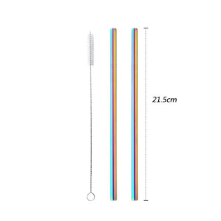 stainless steel straws marbella luxury metal straw set with cleaner brush detail
