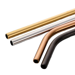 stainless steel straws marbella luxury metal straw set with cleaner brush overview