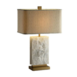 Malibu handcrafted brass and white marble table lamp — LED light