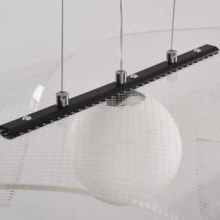 Acrylic hat pendant in interior — transparent modern living lamp