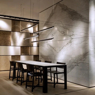 Nordic linear pendant from above — minimalist aluminium ceiling fixture