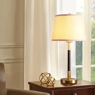 Bedside Lamp with Touch Dimmer | Elegant Gold Finish Fabric Lampshade Light