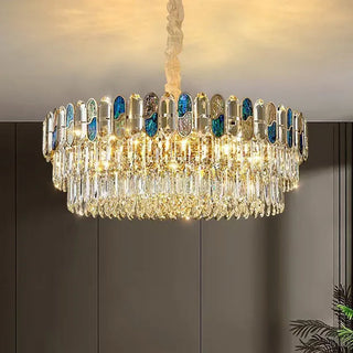 Modern Chandelier – Black and Gold Luxury Ceiling Light with Opal Glass Diffuser
