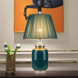Metallic Table Lamp – Emerald Green Lamp with Soft Ambient Lighting for Living Room