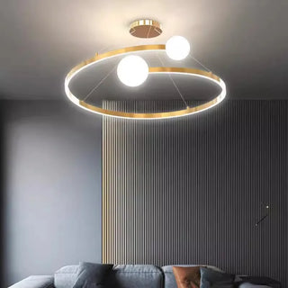 Gold Chandelier – Modern Luxury Lighting with Opal Glass Diffuser & Elegant Design