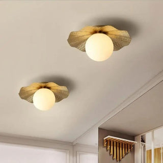 Golden Ceiling Light - Elegant Lotus Leaf Design Warm LED Lighting Fixture