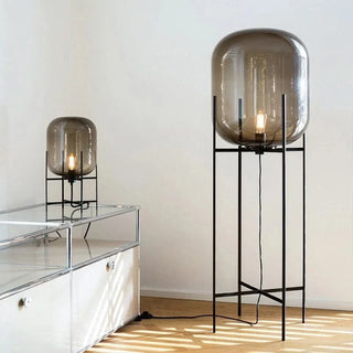 Scandinavian Floor Lamp – Tripod Design With Stained Glass Shade & Soft Ambiance Lighting