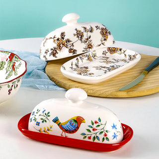 Hand Painted Butter Dish Bird Ornament