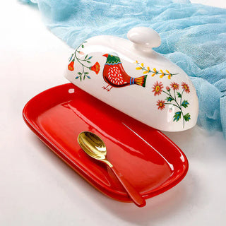 Hand Painted Butter Dish Bird Ornament