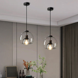 Suspension en verre soufflé – Luminaire moderne en forme de sphère avec abat-jour ambré