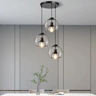Suspension en verre soufflé – Luminaire moderne en forme de sphère avec abat-jour ambré