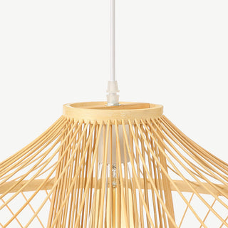 Natural bamboo pendant in living room — woven lantern ceiling lamp