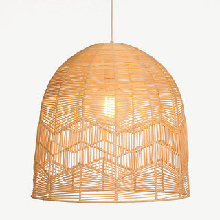 Suspension en rotin – Abat-jour en osier fait main | Lampe bohème vintage de taille moyenne