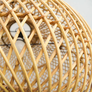 Rattan pendant with wicker basket shade in living room