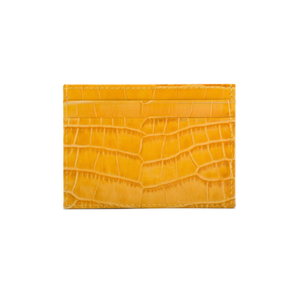 slim yellow crocodile pattern leather card holder haven italian calfskin wallet alternate view