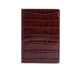 crocodile leather passport holder haven rfid travel wallet slim italian calfskin front view