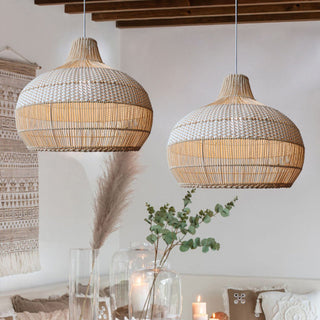 Kitchen pendant lamp with handwoven rattan wicker