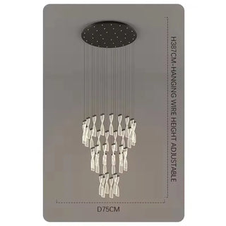 Golden Metal Suspension - Luxury Pendant Lamp with Sparkling Cut Crystals & Warm Ambient Light