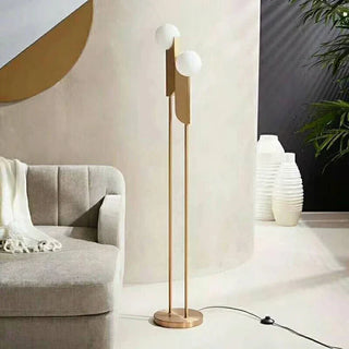 Glass Floor Lamp – Modern Floor Lamp with Gold Finish & LED Lighting
